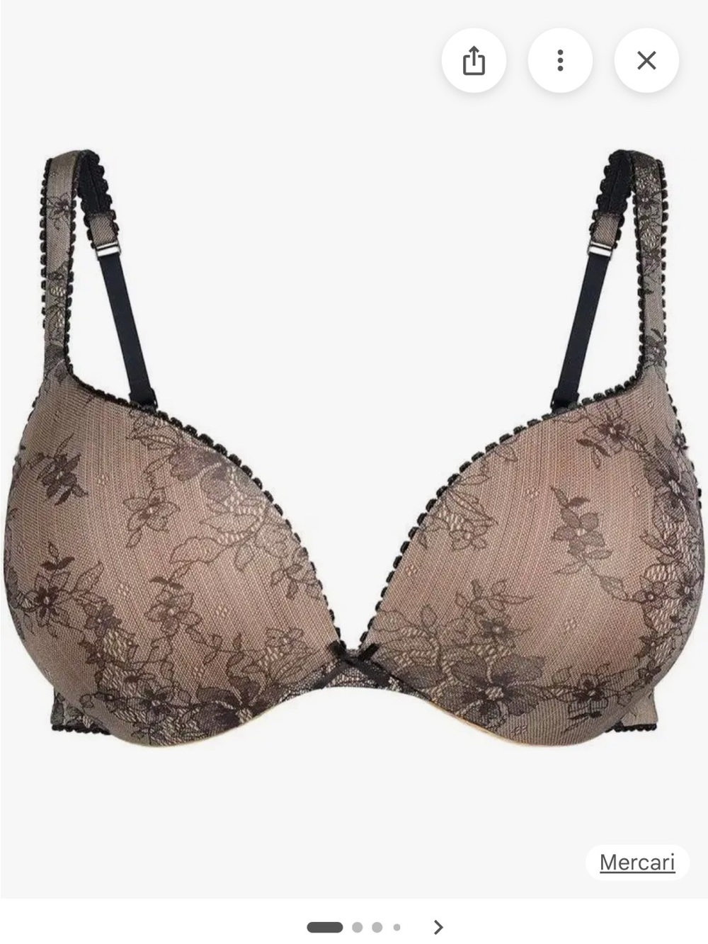 NWT SKIMS Ultimate Picot Push Up Bra in Clay Onyx Lace Print Size 32C - Picture 8 of 8